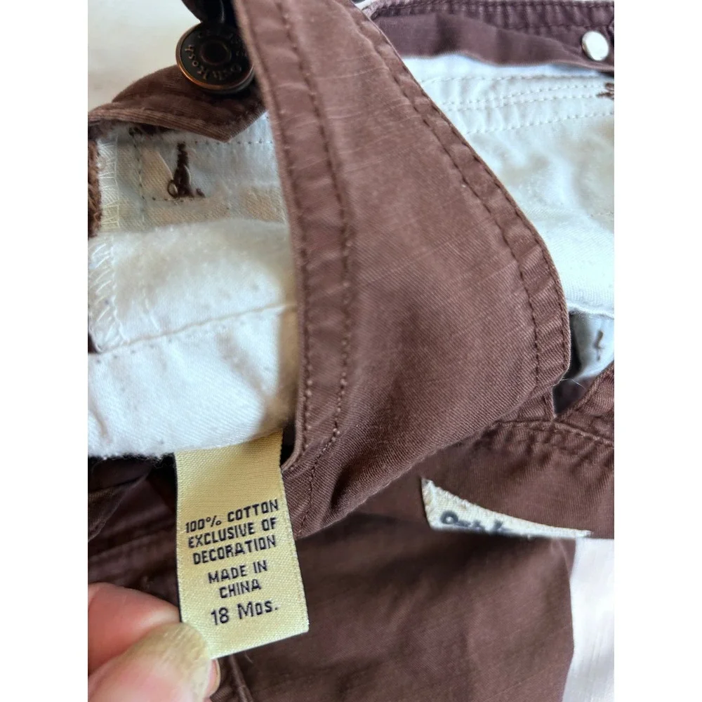 OshKosh B'gosh Cargo Overalls 18 Mos Brown Ripstop Vestbak Kids